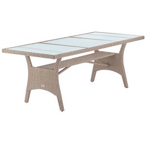 Casaria Polyrotan Tuintafel Takeo Creme 190x90x74cm Glas