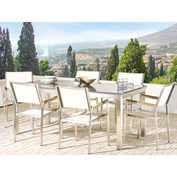 BELIANI Tuinset met 6 stoelen graniet grijs/wit GROSSETO