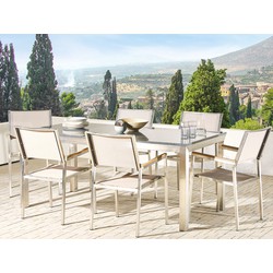 BELIANI Tuinset met 6 stoelen graniet grijs/beige GROSSETO