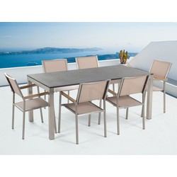 BELIANI Tuinset met 6 stoelen graniet beige GROSSETO