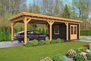 Van Kooten Tuin en Buitenleven Overkapping plat dak Red Class Wood Odense type 7 XXL 943x450 cm - Zwarte wanden