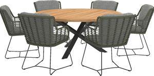 4 Seasons Outdoor Diningset Fabrice groen Prado Teak-Anthracite 160 cm