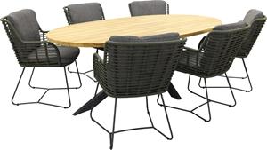 4 Seasons Outdoor Diningset Fabrice groen Prado Teak-Anthracite 240 cm