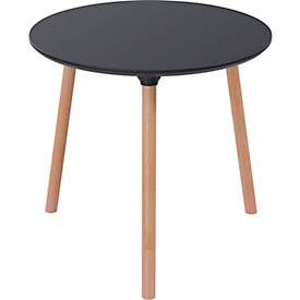 Bistrotafel Palomba, rond, 3-poots massief houten frame, Ø 800 x H 750 mm, zwart/beuken