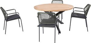 Taste by 4 Seasons Taste Diningset Barista groen Prado Teak-Anthracite 130 cm