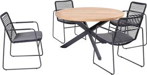 Taste by 4 Seasons Taste Diningset Elba Prado Teak-Anthracite 130 cm