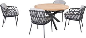 4 Seasons Outdoor Diningset Calpi Prado  Teak-Anthracite 130 cm