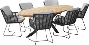 4 Seasons Outdoor Diningset Fabrice antraciet Prado Teak-Anthracite 240 cm