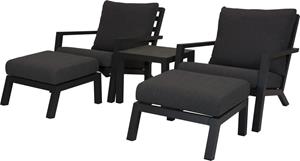 Relax Loungestoelen Andorra met voetenbank en bijzettafel Andorra 50 cm 5-delig