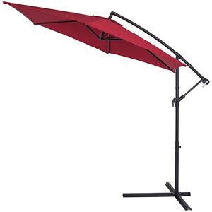 kingsleeve Sonnenschirm mit Ständer 300 bis 330 cm Groß Kurbel Neigbar Schwenkbar Alu Wasserabweisend Ampelschirm Garten Terrasse Balkon Gartenschirm rot, 300cm