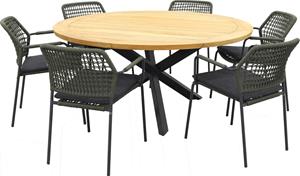 Taste by 4 Seasons Taste Diningset Barista groen Prado Teak-Anthracite 160 cm