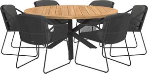 4 Seasons Outdoor Diningset Accor antraciet Prado Teak-Anthracite 160 cm