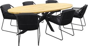 4 Seasons Outdoor Diningset Accor Prado Teak-Anthracite 240 cm