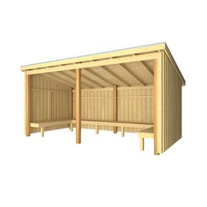 Plus Danmark Overdekt huis met u-hoekbank 9,5 m2 incl dakleer alu strips | 432 x 218 x 169/220 cm | Type B