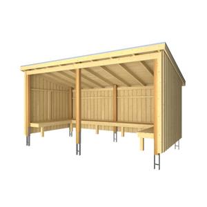 Plus Danmark Overdekt huis met u-hoekbank 9,5 m2 compleet | 432 x 218 x 169/220 cm | Type C