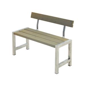 Plus Danmark Tuinbank vuren Café | Hout & Staal gegrond grijsbruin met rugleuning | 50 x 127 x 75 cm