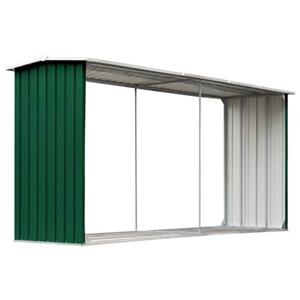 VidaXL Haardhoutschuur 330x92x153 cm gegalvaniseerd staal groen