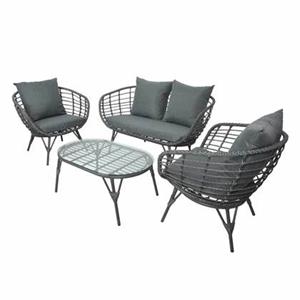 Evora loungeset wicker grijs Decoris - Decoris