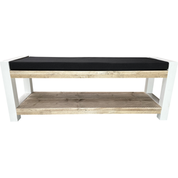 Wood4you  Tuinbank - London - 120Lx40Hx38D cm wit - incl zwart kussen