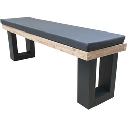 Wood4you  Tuinbank - New England Douglas - 140Lx40Hx38D cm antraciet incl kussen