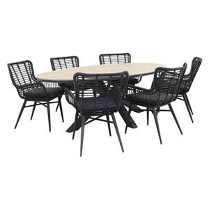 Garden Impressions VDG Jasmine - Black/GI Edison 220 x 115 cm. - ovale tuinset