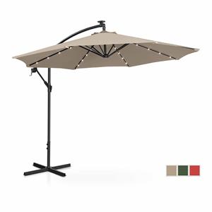 Uniprodo Parasol met LED - Crème - rond - Ø 300 cm - kantelbaar