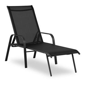 Uniprodo ligstoel - zwart - stalen frame - verstelbare rugleuning