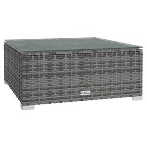 VidaXL Tuintafel 60x60x30 Cm Poly Rattan En Glas Grijs