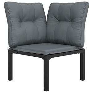 VidaXL Tuinhoekstoel Met Kussens Poly Rattan Zwart En Grijs
