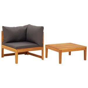 DOTMALL Loungesofa 2-teiliges Garten-Lounge-Set mit dunkelgrauen Kissen. Familienmöbel