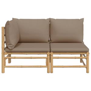 VidaXL 2-delige Loungeset Met Kussens Bamboe Taupe