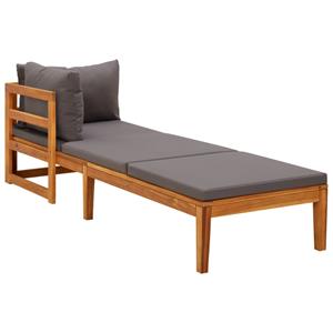 vidaXL Loungesofa Sonnenliege mit 1 Armlehne Dunkelgrau Massivholz Akazie, 1 Teile