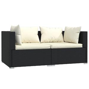Vidaxl 3-tlg. Garten-lounge-set Mit Auflagen Schwarz Poly Rattan