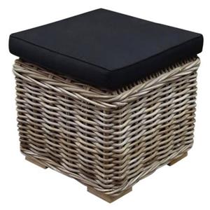 AVH-Collectie Nissah voetenbank 43x43xH43 cm naturel rotan - olefin black