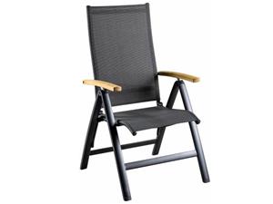 Suns Lucca Recliner Black Grey Textilene Teak Arm