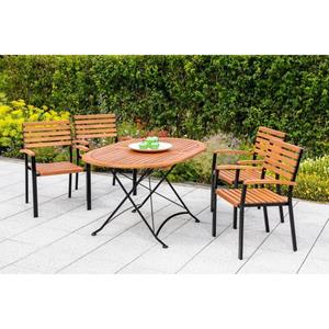 MERXX Garten-Essgruppe Schloßgarten, (5-tlg), 4 Stapelsessel mit Klapptisch, Flachstahl