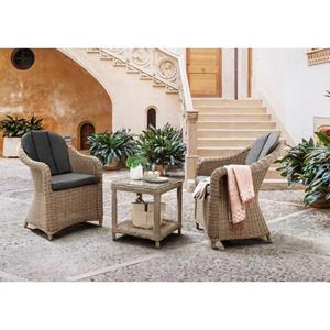 Destiny Balkonset MALAGA II 2 fauteuils, set met bijzettafel van polyrotan (8-delig)