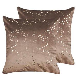 Beliani POPPY Set van 2 kussens Bruin