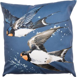 Clayre & Eef Kussenhoes 45x45 cm Blauw Wit Polyester Vogels Sierkussenhoes