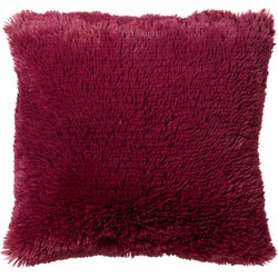 Dutch Decor FLUFFY - Sierkussen unikleur 45x45 cm - Red Plum - roze - 
