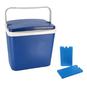 Shoppartners Koelbox donkerblauw 29 liter x 29 x 44 cm incl. 6 koelelementen -