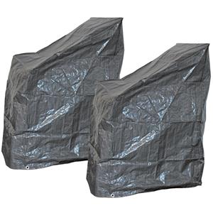 Lesli Living 2x stuks beschermhoes grijs voor stapelstoelen 68 x 120 cm -
