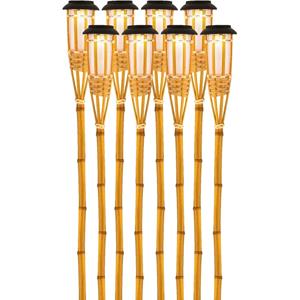 Lumineo 8x Buiten/tuin LED fakkels Bodi solar verlichting 58 cm vlam -