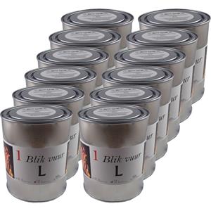 12x Tuinfakkels vuur verlichting in blik 11 x 13 cm 5-8 brandure -