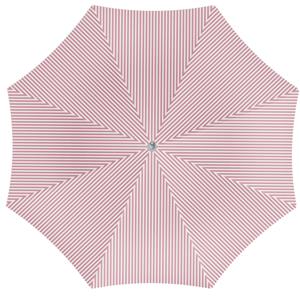 Parasol - roze/wit - gestreept - D180 cm - UV-bescherming - incl. draagtas -