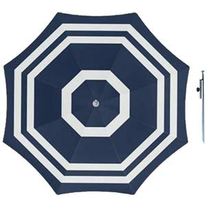 Parasol - Blauw/wit - D120 cm - incl. draagtas - parasolharing - 49 cm -
