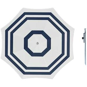 Parasol - Wit/blauw - D160 cm - incl. draagtas - parasolharing - 49 cm -