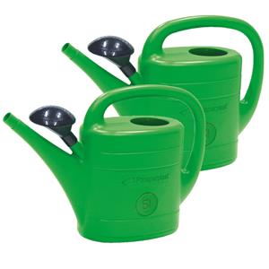 Prosperplast Set van 2x stuks kunststof bloemen/planten gieter met broeskop/sproeikop groen 5 liter -