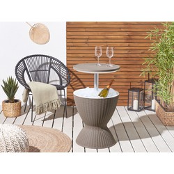 BELIANI Tuintafel met drankenkoeler taupe ⌀ 48 cm AISA
