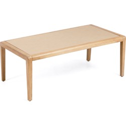 Kave Home  Better salontafel in beige polybeton en massief acaciahout 120 x 70 cm